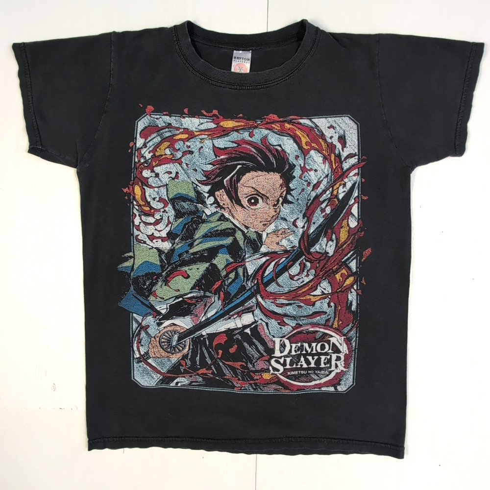 Vintage Demon Slayer Anime Japanese Manga Men’s Shirt M Black Tanjiro Graphic